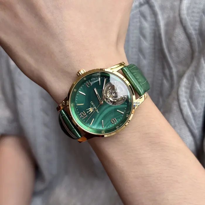 Montre-bracelet mécanique automatique à tourbillon pour homme, montre de luxe étanche à double style