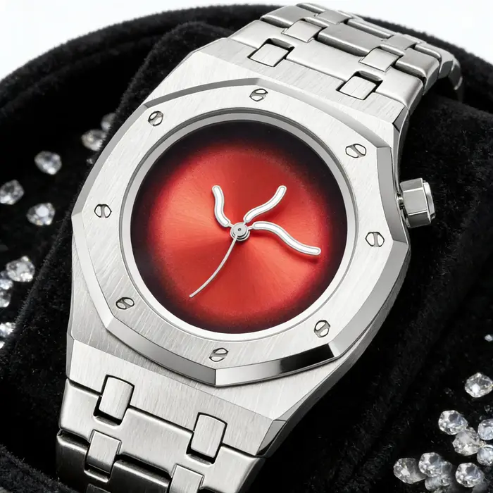 Montre à quartz pour homme, 1 pièce, élégante et luxueuse pour les affaires et les loisirs, coque irrégulière, bracelet en acier inoxydable, montre à quartz pour homme