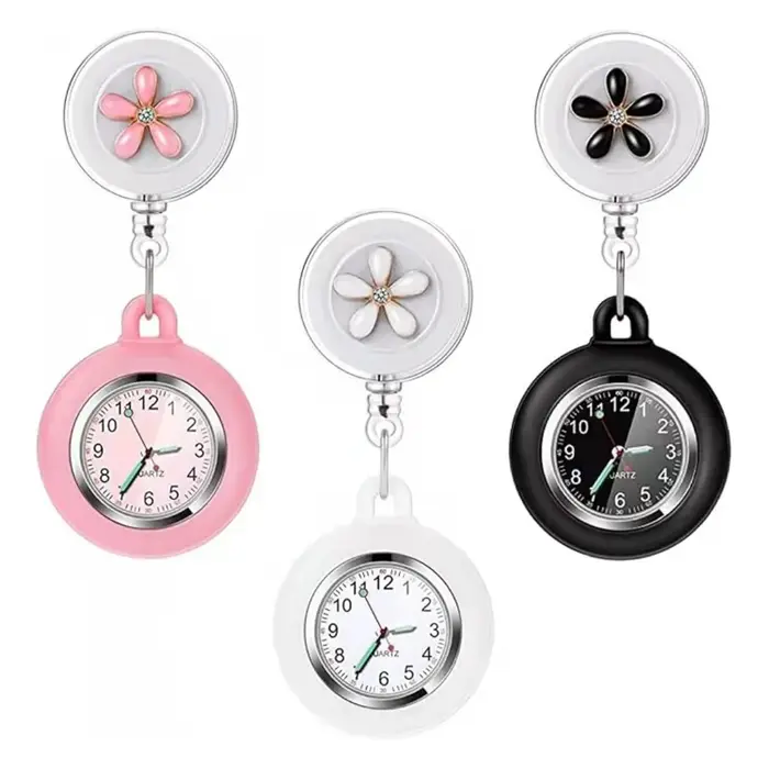Montre à clipser pour infirmière, pointeur phosphorescent, montre à revers avec seconde main, 3 pièc
