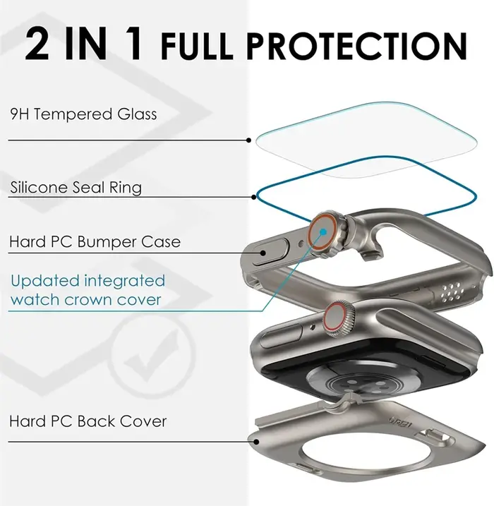 Changer vers Ultra protecteur d'écran en verre + étui pour Apple Watch 11 10 9 8 7 45mm 41mm 44mm 40mm IWatch S10 42mm 46mm couverture rigide PC
