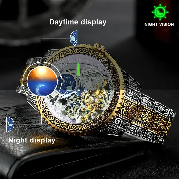 Montres mécaniques squelette en or de luxe Forsining