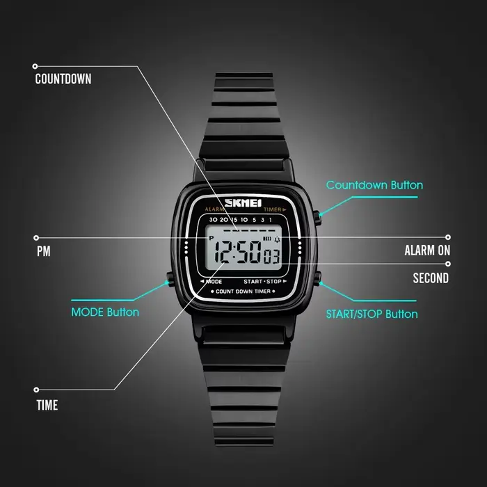 SKMEI 1901 luxe femmes montres petit cadran numérique Chrono calendrier Montre étanche dames Montre-