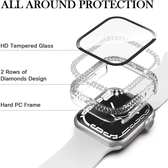 Coque en diamant + Film trempé pour Apple Watch