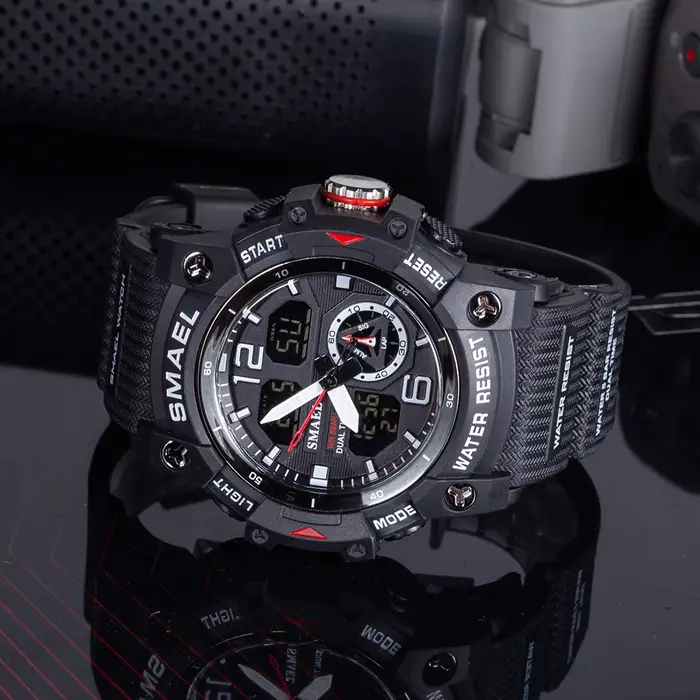 SMAEL-Montre-bracelet de sport militaire pour homme, chronomètre d'alarme, rétroéclairage numérique 