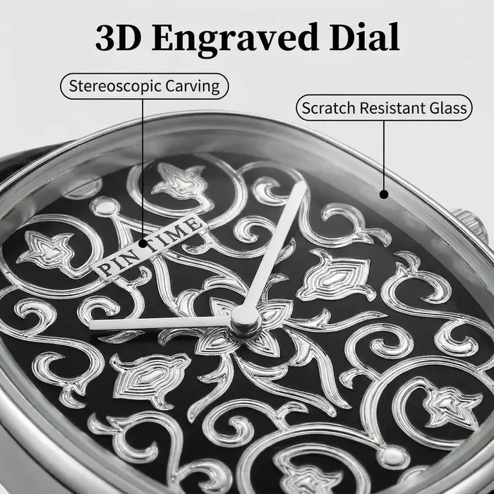 Montre à quartz avec design sculpté en 3D