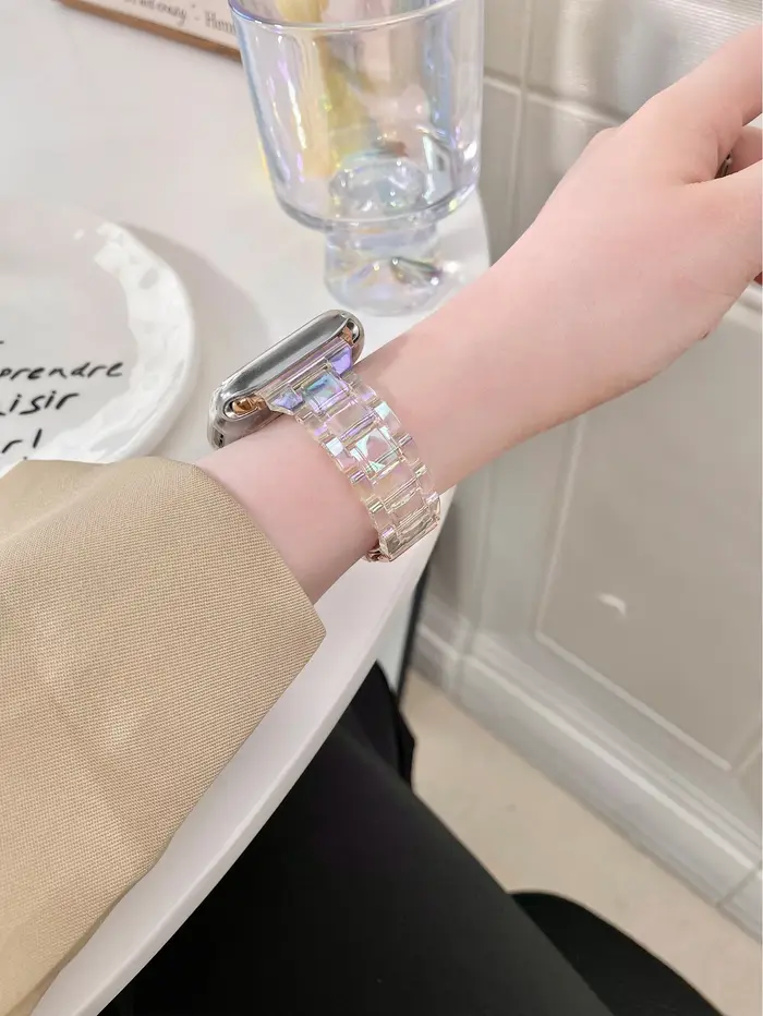 Bracelet Transparent Laser arc-en-ciel pour Apple Watch 8 41 45 49 44 38 40 42 46mm