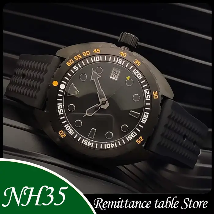 Montre mécanique automatique japonaise NH35 pour homme, entièrement noire, avec lunette tournante un