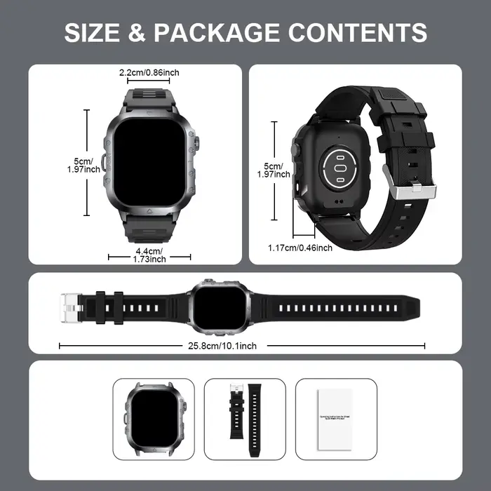 Montre connectée de 2, 01 pouces avec lampe torche LED
