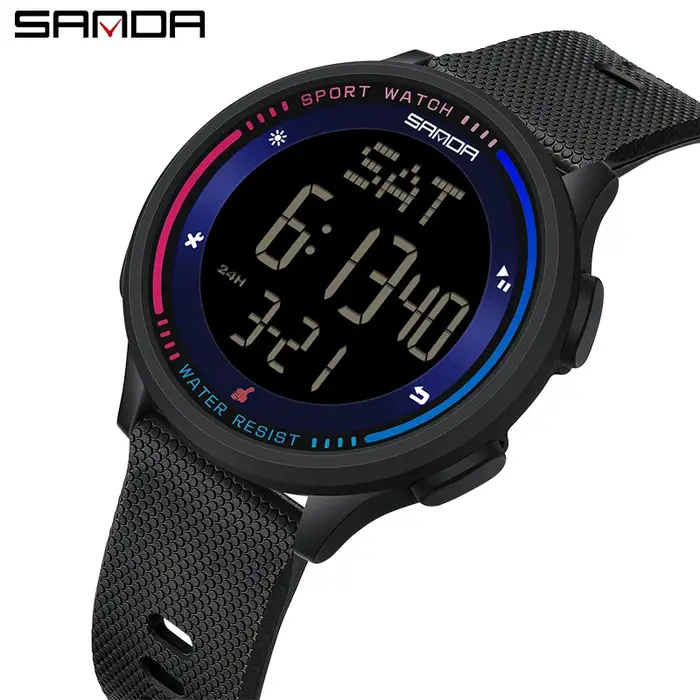 SANDA montre pour hommes fonctions multiples Sports de plein air chronomètre étanche mouvement numér