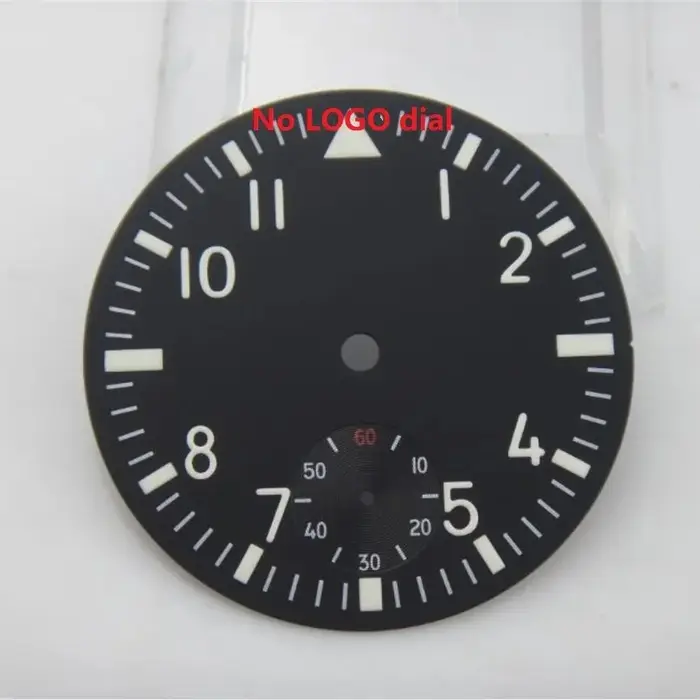 38.9mm 6498 cadran noir couleur pistolet aiguilles de montre numéro blanc vert lumineux adapté au mo