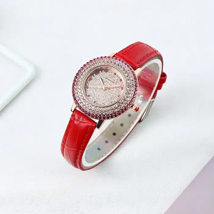 AdrenPalace-Montre à quartz en cuir véritable pour femme