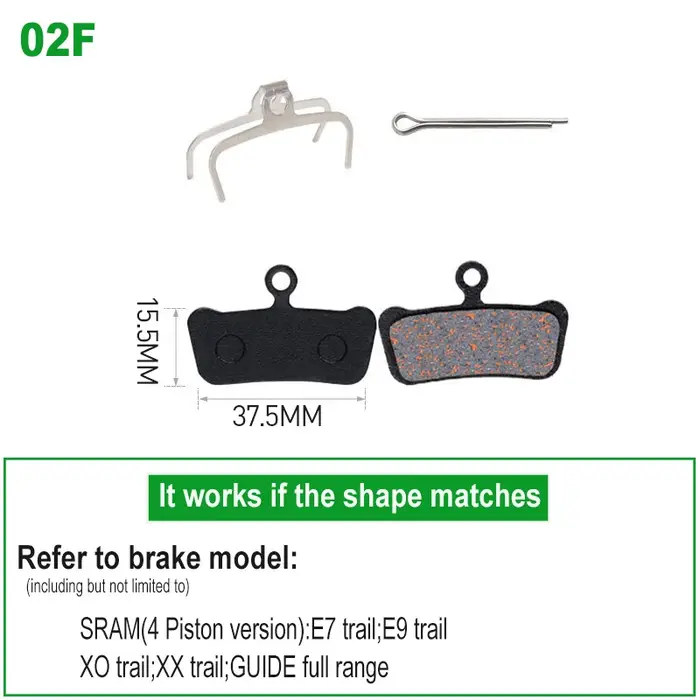 2 paires de plaquettes de frein pour SRAM Guide R, Guide RS, Guide RSC et Guide Ultimate & Avid XX/X