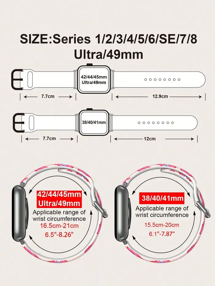 Yeux de coeur rose pour Bracelet de montre Apple 42mm 41mm 40mm 44mm 45-38mm