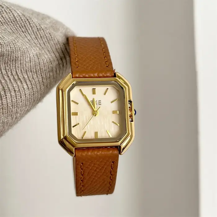 Femmes montre à Quartz Vintage or carré Orologio Reloj Mujer filles horloge dames mode Simple gris bracelet en cuir nouvelle montre-bracelet