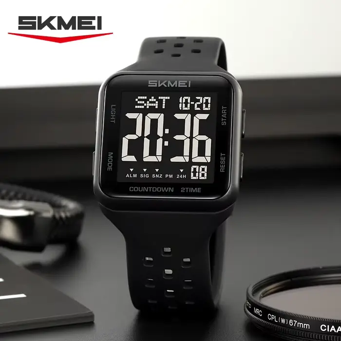 SKMEI 2440 hommes montre antichoc étanche compte à rebours homme montre-bracelet militaire réveil 1858 Reloj Hombre livraison gratuite montres