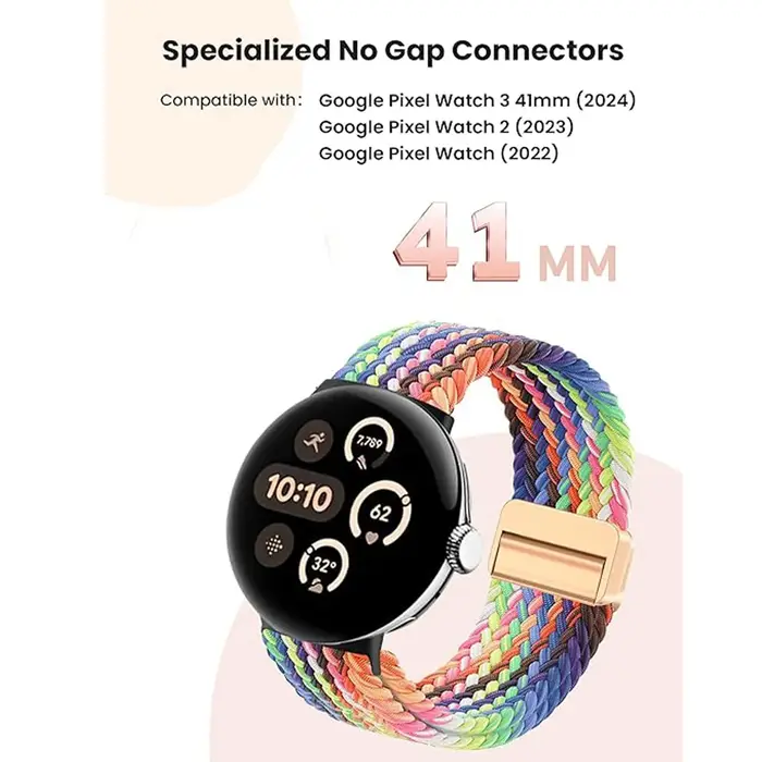 Bracelets en nylon sportifs pour Google Pixel Watch / Google Pixel Watch 2 / Pixel Watch 4/3 41 mm, bracelets magnétiques tressés pour femmes et hommes