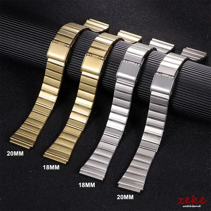 Bracelet de montre en métal 18mm 20mm pour Casio F91W/A158/A159/A168/A169/B650/AQ230/SGW400, Bracelet Ultra-fin Vintage en or