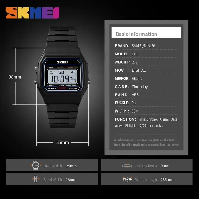SKMEI 1412 mode femmes montre numérique affichage étanche Date semaine femme montre-bracelet sport Couple montres Relogio Feminino