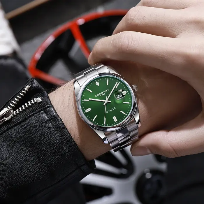 CHRONOS Top marque de luxe homme montre-bracelet étanche lumineux Date hommes montres en acier inoxydable Quartz montre