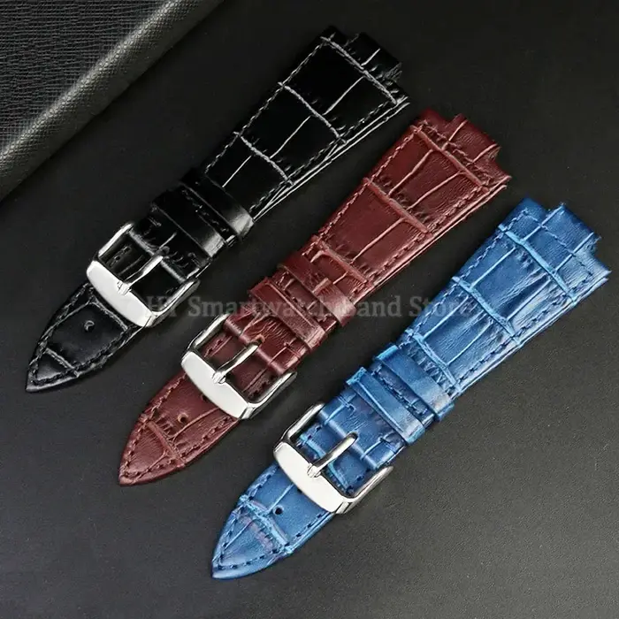 Bracelet de montre en cuir véritable pour hommes