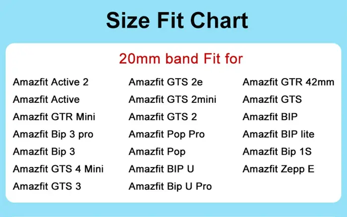Bracelet pour Amazfit Active 2 BIP3/3 Pro GTS2/2e/2 Mini/3/4 GTR Mini 20mm