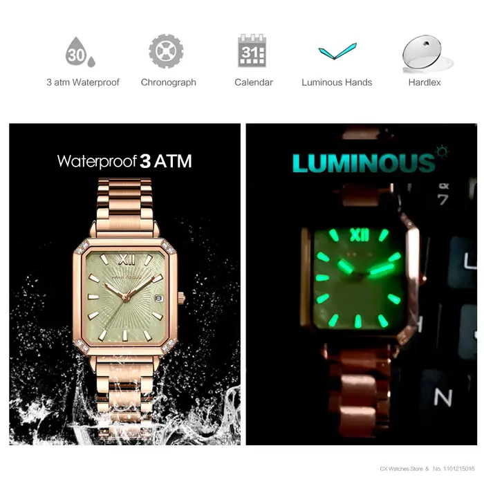 MINI FOCUS-Montre à Quartz avec Cadran Carré pour Femme