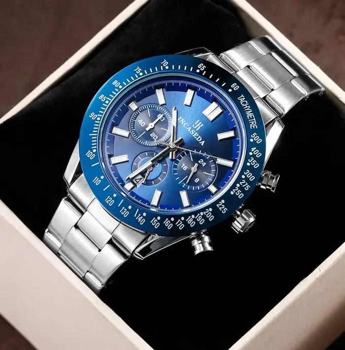 INCASEDA hommes montres marque de luxe bracelet en Silicone étanche Sport Quartz chronographe montre militaire