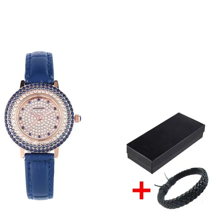 AdrenPalace-Montre à quartz en cuir véritable pour femme