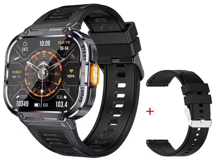 Montre intelligente 2 pouces Ultra grand écran NX23 lumière LED lampe de poche BT appel AI voix 400m