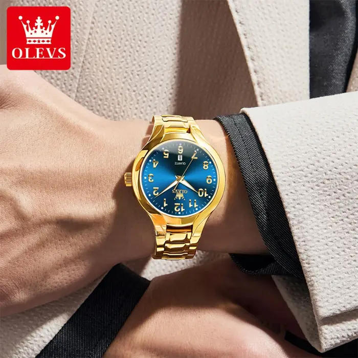 OLEVS 3650 Couple montres pour hommes femmes numéro échelle étanche Quartz robe montre-bracelet lumineux luxe calendrier montre d'affaires