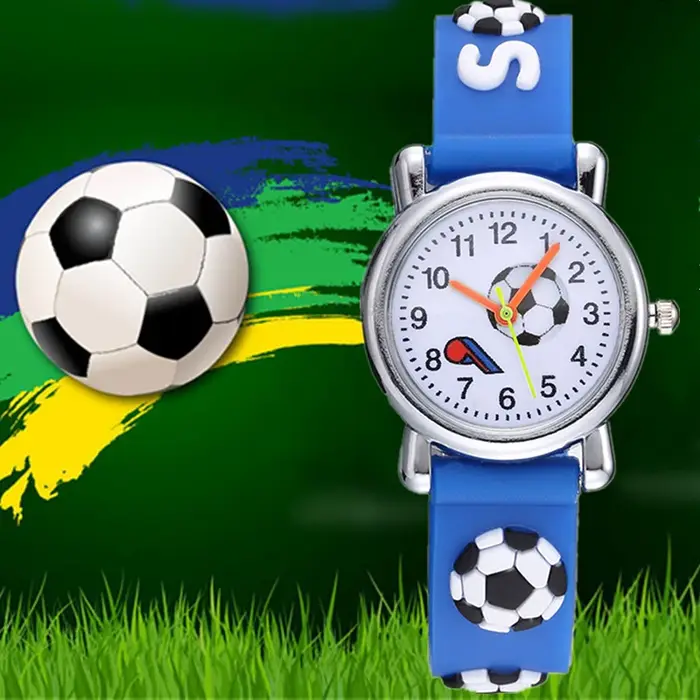 Mode dessin animé mignon 3D Football montre garçons montres enfants