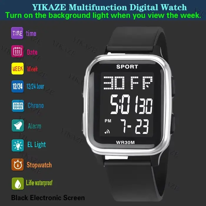YIKAZE montre de sport pour hommes étanche multifonction