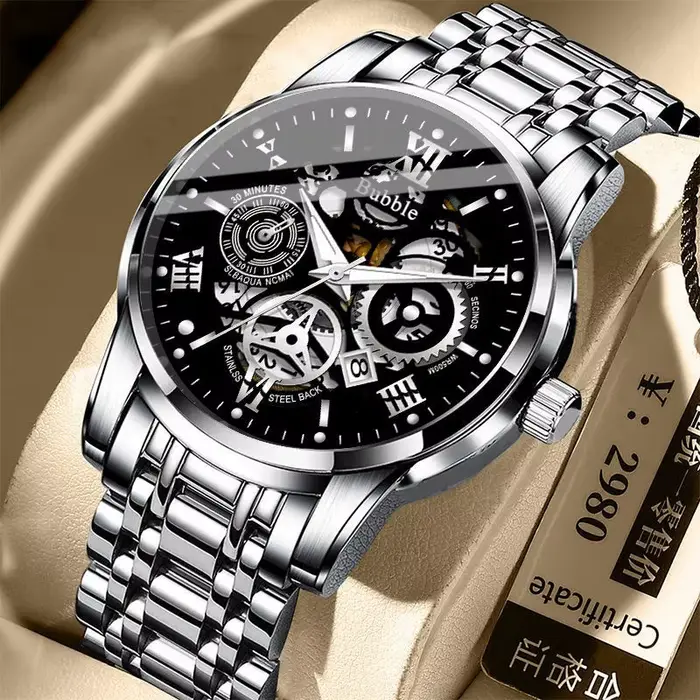 UTHAI montre pour hommes à la mode haut de gamme lumière luxe polyvalent montres à Quartz étanche romain creux mâle horl