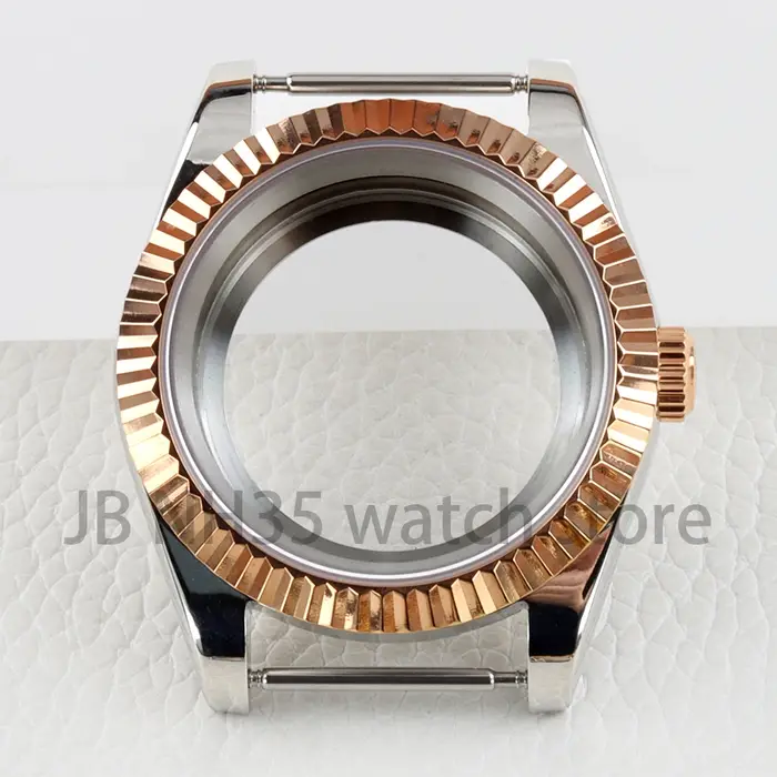 Boîtier de montre en verre saphir or Rose 36/39MM, Bracelet jubilé/huître adapté au mouvement Seiko