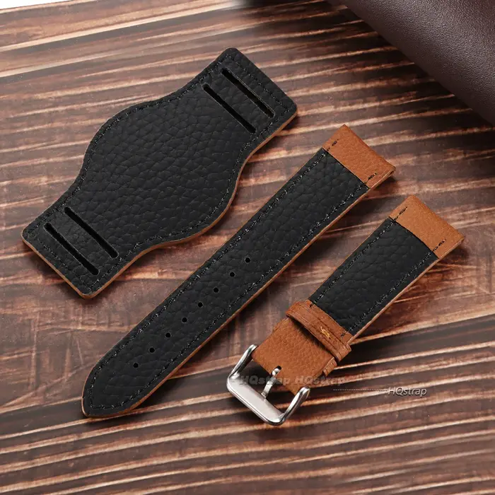 Bracelet de montre en cuir véritable 18mm 20mm 22mm avec tapis