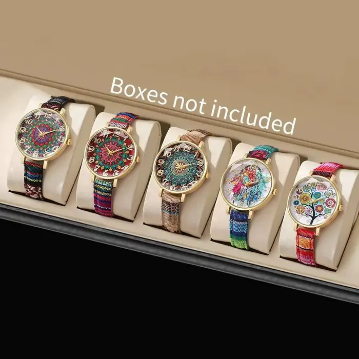 1/2/3/5 pièces mode femmes montres Vintage fleurs imprimé bracelet en polyuréthane montre à Quartz