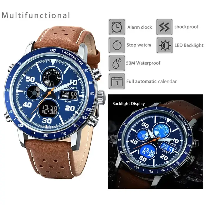 Montre-bracelet électronique étanche pour hommes