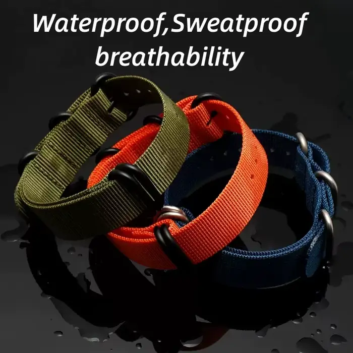 Bracelet de montre en toile de Nylon otan pour ceinture de montre intelligente bleu vert noir Bracelet 5 boucle d'anneau 18 20mm 22 24mm accessoire de qualité supérieure