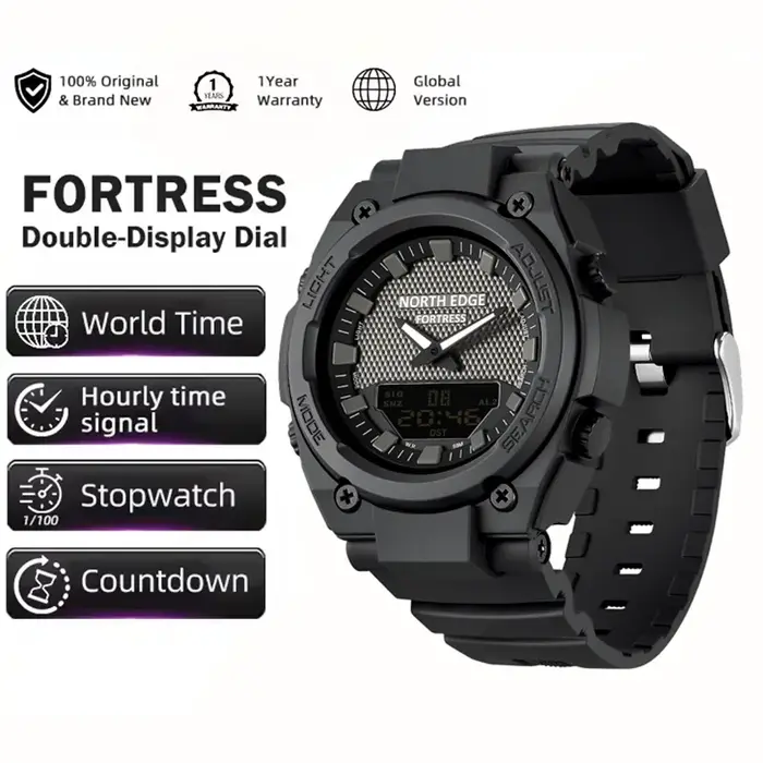 NORTH EDGE FORTRESS 2026 Montre numérique militaire pour homme, sport de plein air, étanche 50M, heu