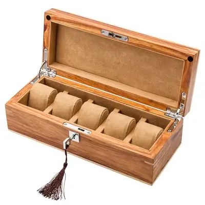 Nouvelles boîtes de rangement de montres en bois massif, boîte de montre jaune, organisateur avec se