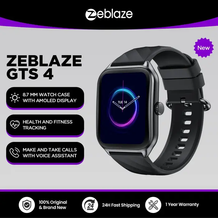 Zeblaze GTS 4 appel vocal montre intelligente 1.94 "HD AMOLED affichage 100 + Modes sportifs fréquence cardiaque SpO2 surveillance de la santé Smartwatch
