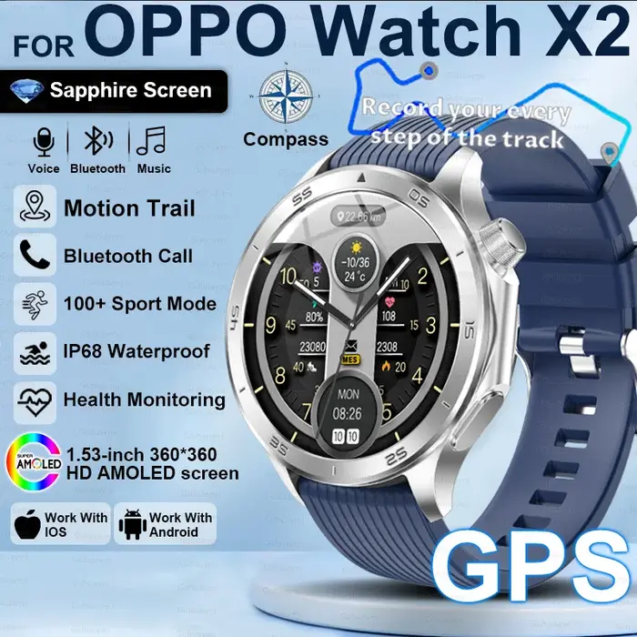 2025 pour Samsung montre X2 montres intelligentes hommes 360*360 HD AMOLED écran fréquence cardiaque