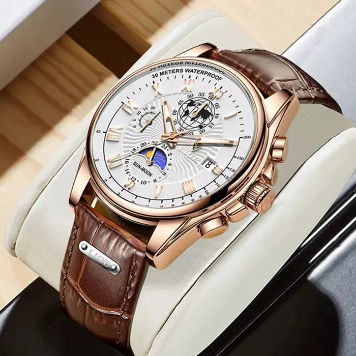 Montre de luxe en cuir pour homme