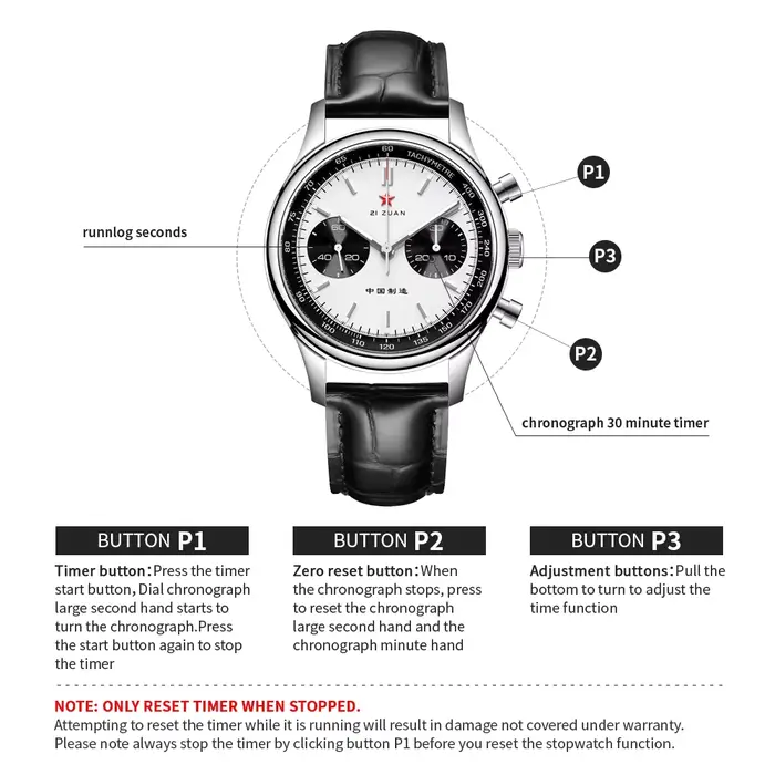 Red Star KrasnoMens-Montre-bracelet mécanique chronographe