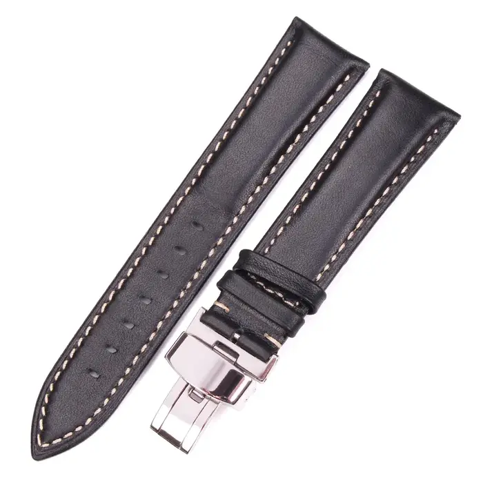 Bracelet de montre lisse Vintage marron foncé noir 18 19 20 21 22 24mm