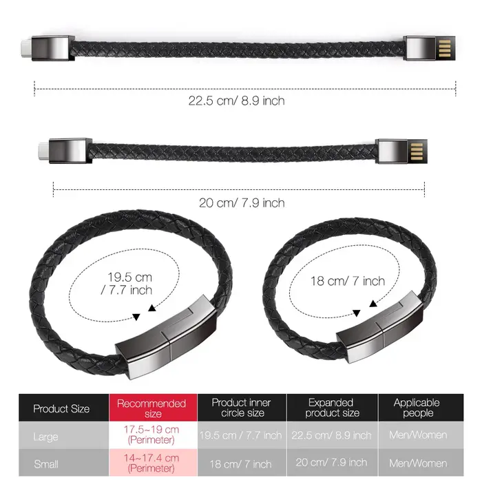 Câble de charge USB en forme de bracelet