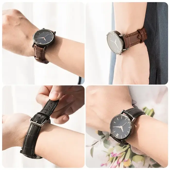 16mm 18mm 20mm 22mm 24mm bracelet de montre en cuir de veau à dégagement rapide pour femmes