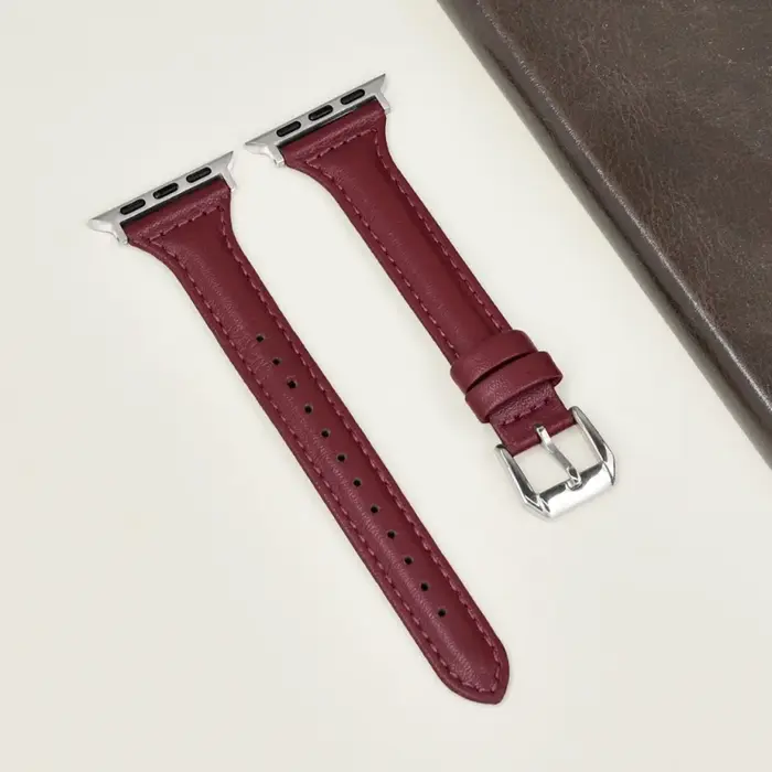 Bracelet de montre mince en cuir pour Apple Watch série 11 10 9 8 7 SE 6 5 4 Ultra3/2 pour iWatch 42