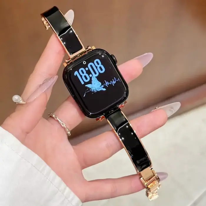 Bracelets de montre en émail fins pour Apple Watch 38 40 41 42 44 45 46 49 mm