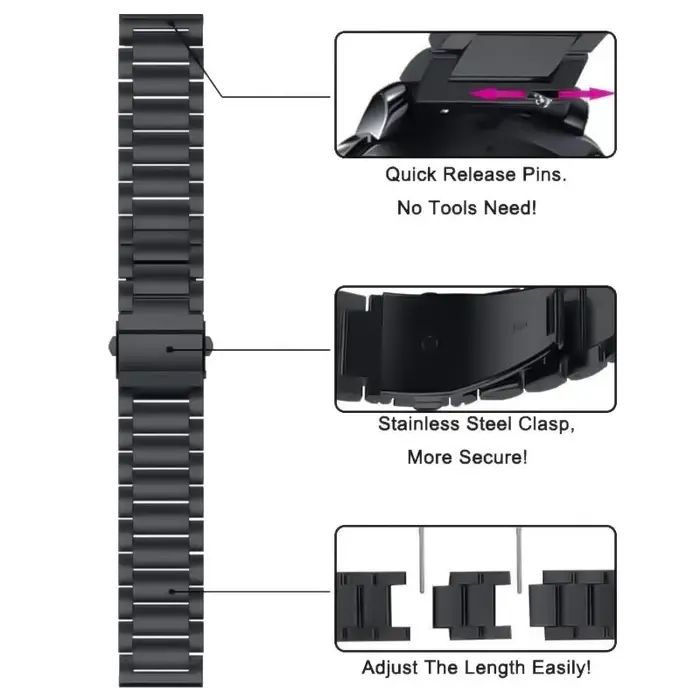 Bracelet en métal pour Amazfit Active 3 Premium/GTS 2 4 Mini